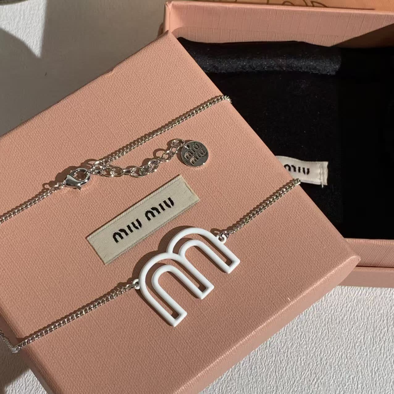 Miu Miu Logo Earrings and Necklace Set